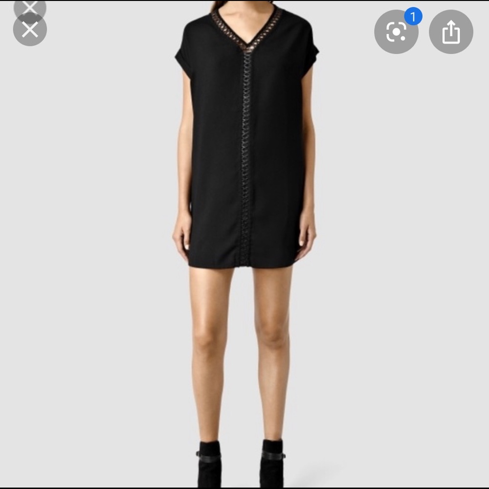 Allsaints shift dress with leather detail